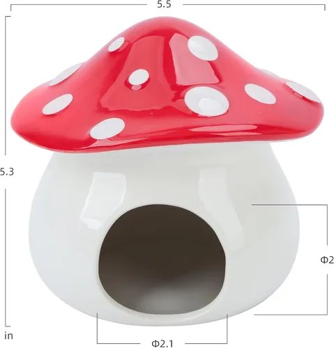 Vista 4 de Niteangel Escondite de hábitat de hámster de cerámica: - Casa escondida para ratones de hámster enanos sirios, jerbos u otras mascotas pequeñas