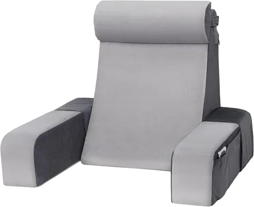 Vista 11 de Vekkia Almohada de lectura de 21 pulgadas para sentarse en la cama, almohada ergonómica de cuña trasera de 60° con espuma de múltiple densidad