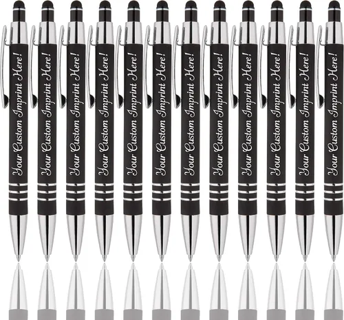 Vista 9 de Bolígrafos personalizados: el bolígrafo Hottie de goma suave al tacto con punta de lápiz óptico es un elegante bolígrafo de metal premium, tinta