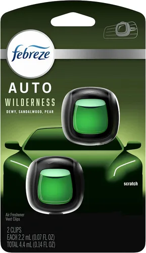 Vista 10 de Febreze Ambientador de coche con clip de ventilación, eliminador de olores, aroma ámbar automático, 2 clips