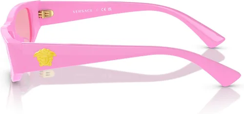 Vista 2 de Versace Gafas de sol para niños, montura rosa, lentes rosas, 1.969 in