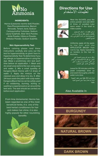 Vista 7 de KANGANA Polvo de henna negra natural para tinte de cabello/color, 100% cobertura de canas, sin químicos, paquete de 3 Negro