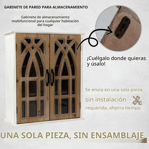 Vista 5 de Armario decorativo de pared totalmente ensamblado con puertas