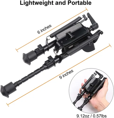 Vista 5 de TWOD - Bípodes tácticos ajustables para rifle de 6-9/6.3-6.9 pulgadas, riel Picatinny con adaptador adicional Bipod with Mount Adapter for Hunting