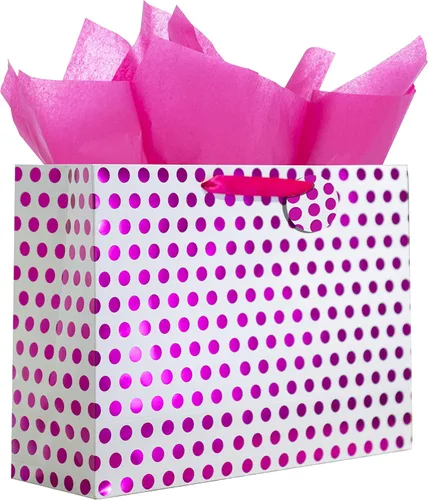 Vista 10 de Bobobag Paquete de 4 bolsas de regalo extragrandes de 16.5 pulgadas con papel de seda para el día de la madre, regalos de cumpleaños