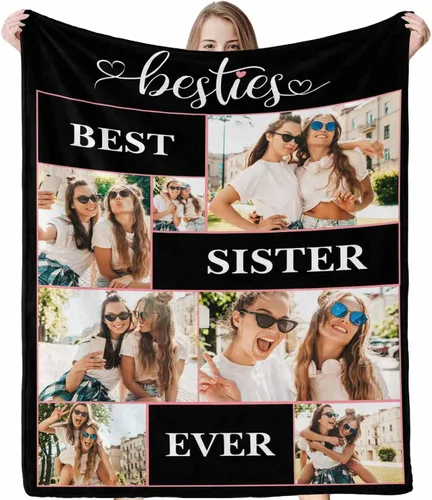 Vista 18 de InterestPrint Regalos para hermanas de hermana manta con collage de fotos, mantas de fotos personalizadas para hermanas, mejores amigas, mujeres