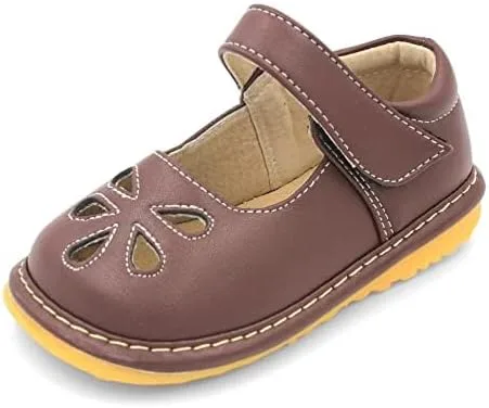 Vista 2 de Little Mae's Boutique Mary Jane - Zapatos chirriantes para niñas pequeñas, zapatos ideales para caminar con chirriador extraíble y correa ajustable