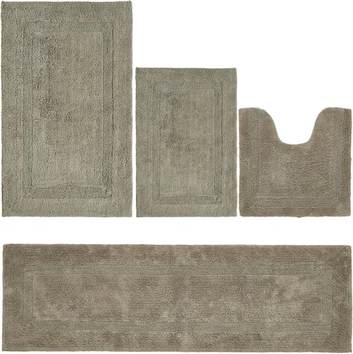 Vista 258 de Better Trends - Juego de 2 alfombras de baño 100% algodón, extra suaves, con borlas, de 17" x 24", alfombra de baño superabsorbente y reversible