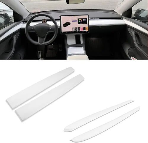 Vista 16 de x xotic tech Cubierta de panel de consola central con patrón de fibra de carbono brillante, compatible con Tesla Model 3 2017 2018 2019 2020 2021