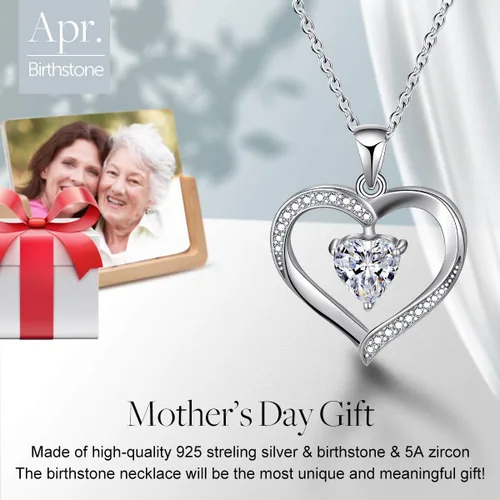 Vista 2 de Regalos para el Día de San Valentín - Collar de amor eterno con dije de corazón de plata de ley 925 chapado en oro de 18 quilates con circonita