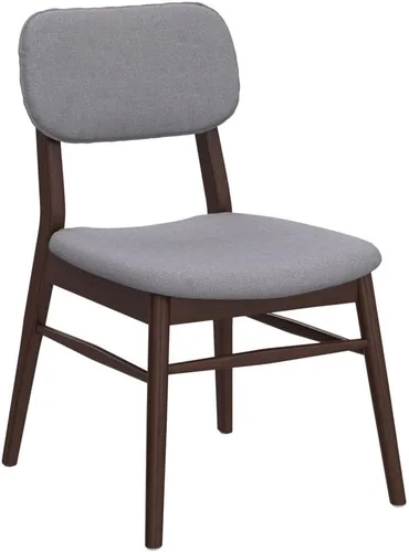 Vista 5 de Christopher Knight Home Colette - Sillas de comedor de tela con acabado de nogal, juego de 2 piezas, gris claro y nogal