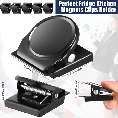 Vista 2 de Tenceur 54 clips magnéticos de metal resistentes para refrigerador, pizarra blanca, clip magnético para oficina, aula, maestros, armarios escolares