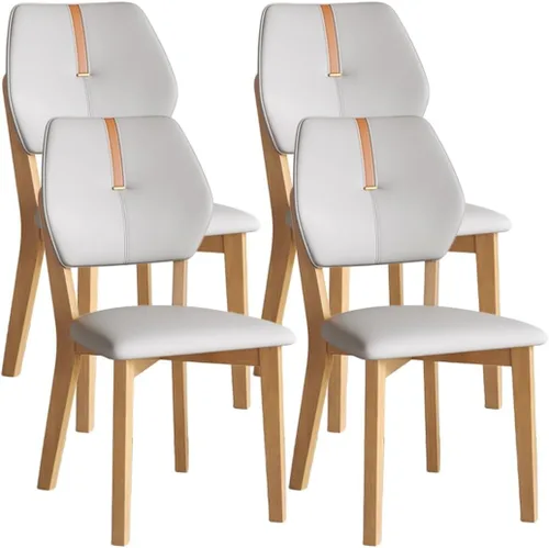 Vista 9 de YVYKFZD Solid Wood Dining Chairs Set, Leather Dining Room Chair, Armless Kitchen Chairs with Back, Upholstered Living Room Chair, for Bedroom Dark
