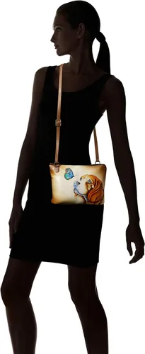 Vista 31 de Anna by Anuschka Organizador de viaje con cremallera de dos caras de cuero genuino pintado a mano para mujer