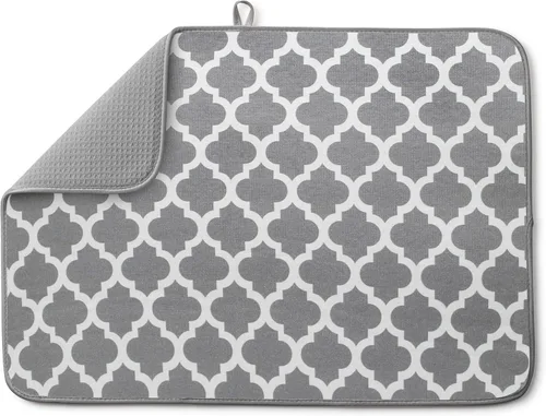 Vista 8 de Bellemain Tapete XXL para platos de 24 x 17 pulgadas (el tapete más grande) de microfibra, súper absorbente (gris)
