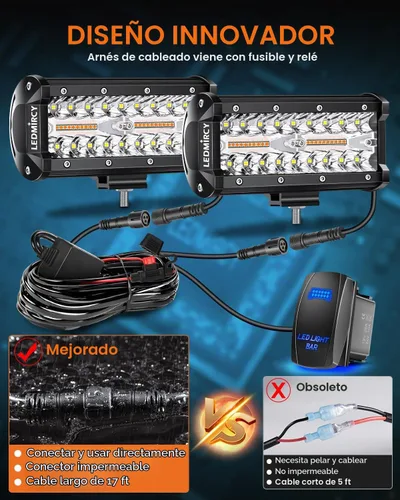 Vista 5 de LEDMIRCY Kit de barra de luz LED de 7 pulgadas con interruptor basculante, 6 modos, barra de luz blanca ámbar para todo terreno con función