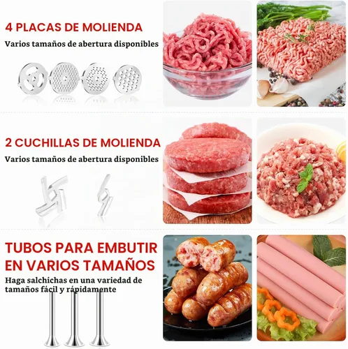 Vista 6 de Accesorios de aluminio para molinillo de alimentos para batidoras de pie KitchenAid y batidoras de pie Cuisinart SM-50. Picadoras de carne, relleno