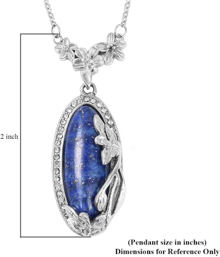 Vista 6 de Shop LC - Collar de lapislázuli azul para mujer, colgante de piedra natural, cadena estética de cristal curativo de 20 pulgadas, Metal, No es una