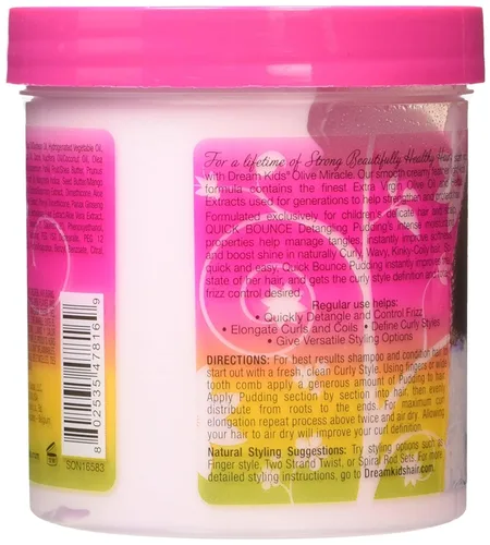 Vista 2 de African Pride Dream Kids Olive Miracle Quick Bounce - Pudín desenredante, 15 onzas