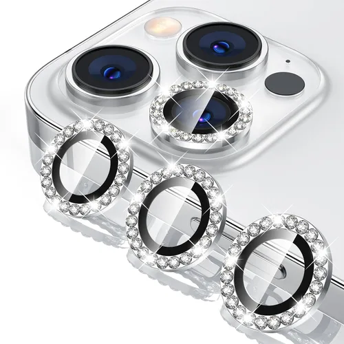Vista 8 de Tensea Protector de lente de cámara para iPhone 14 Pro Max, protector de lente de cámara de vidrio templado 9H, protector de pantalla, anillo