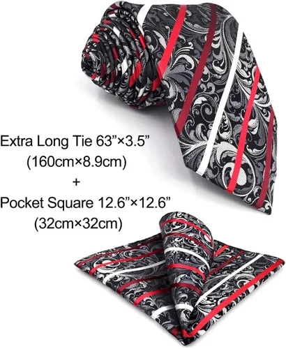 Vista 2 de SW SHLAXWING Corbatas para hombres Corbata Regalo Gris Paisley Luxury
