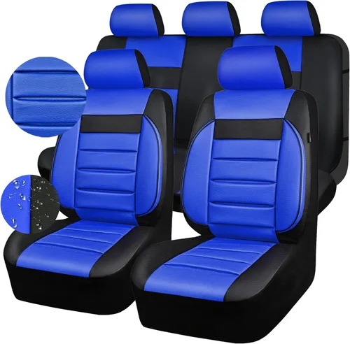 Vista 14 de CAR PASS Juego completo de fundas de asiento de cuero, universal, resistentes al agua, soporte de respaldo de espuma 3D, comodidad de lujo, 5