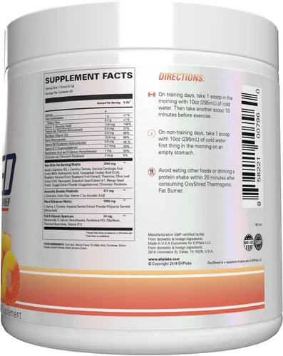 Vista 10 de EHP Labs OxyShred - Polvo termogénico para antes del entrenamiento y suplemento para adelgazar no estimulante con L-glutamina y acetil-L-carnitina