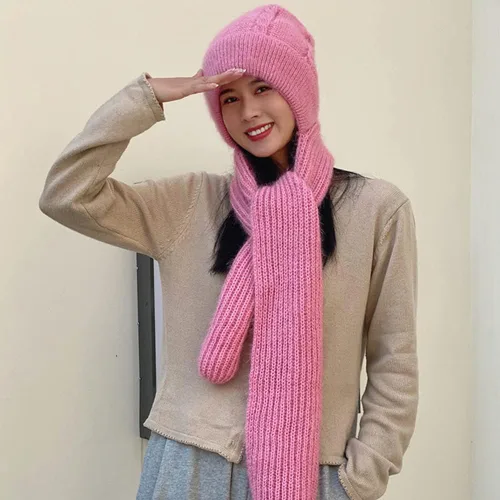 Vista 3 de Gorro de punto con forro polar suave y elástico para invierno