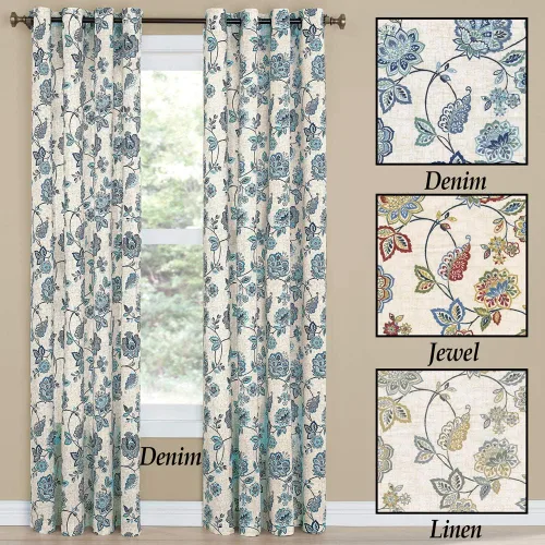 Vista 2 de Renaissance Home Fashion Collections Etc Colette panel de cortina con ojales estampado, 52" x 84", lino
