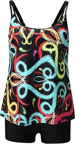 Vista 3 de Swim Dress Women Women Printed Suit Swimdress Up Pieces Beachwear Vintage Swimsuits Two Beach Bandeau Push