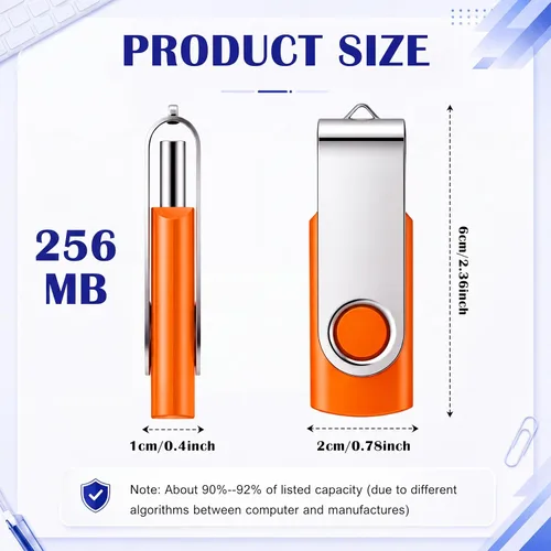 Vista 2 de Aoriher Paquete de 100 unidades flash USB de 256 MB a granel, barra