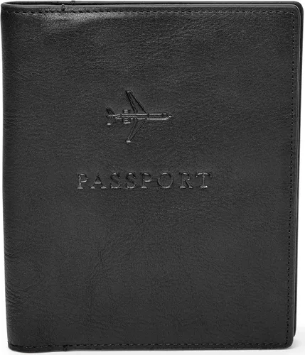 Vista 4 de Fossil Cartera de cuero para pasaporte con bloqueo RFID para hombre