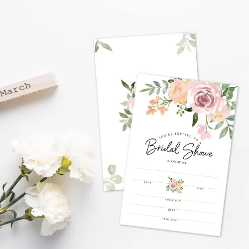 Vista 5 de 25 invitaciones de recepción de boda, tarjetas de invitaciones de relleno de despedida de soltera, invitaciones de compromiso con sobres, hermosos