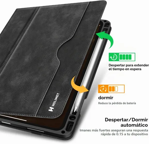Vista 8 de H HOLIMET Funda para iPad Pro de 11 pulgadas 2022 4ª/3ª/2ª/1ª Generación 2021/2020/2018 con soporte para lápiz, cuero PU protector con bolsillo Negro