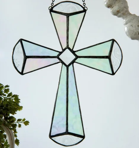 Vista 4 de J Devlin Sun Catcher - Adorno de vitral para bautismo, confirmación, primera comunión - 180