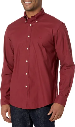 Vista 5 de Brooks Brothers Camisa Deportiva de Manga Larga sin Planchar con Botón para Hombre CORAL ROJO
