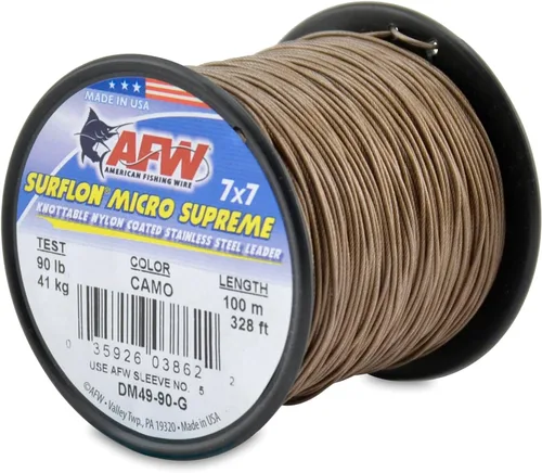 Vista 21 de American Fishing Wire Surflon Micro Supreme Nylon recubierto 7x7 de acero inoxidable, líder en alambres anudables para pesca en agua salada, pesca