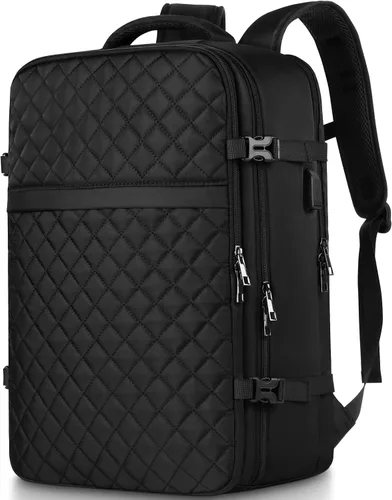 Vista 15 de MOMUVO Mochila de viaje para mujer, mochila de mano aprobada por aerolíneas, mochila para laptop de 15.6 pulgadas con puerto de carga USB, mochila