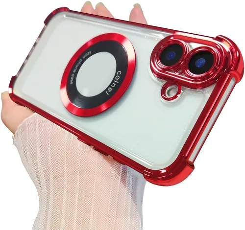 Vista 46 de Funda magnética transparente para iPhone 11, funda de lujo con cuatro esquinas brillantes, protección a prueba de golpes de grado militar