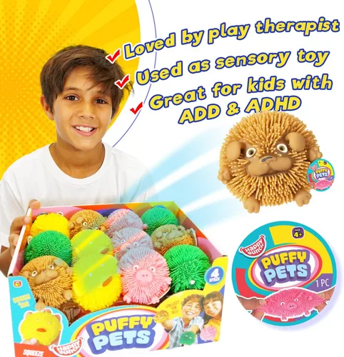 Vista 6 de JA-RU Pelota acolchada – Pelotas antiestrés de animales con sabor a goma de mascar para niños (1 unidad) Squishy cerdo, rana, pollo y perro