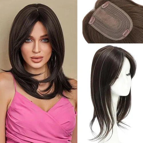Vista 7 de UDU Toppers para el cabello para mujer, para adelgazar, pelo sintético, piezas de pelo para mujeres, múltiples capas, largo, lacio, ondulado