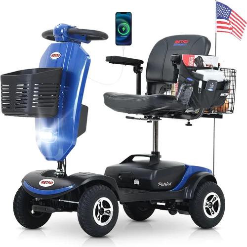 Vista 23 de Metro Mobility Scooter, scooter de movilidad de 4 ruedas para adultos/personas mayores, capacidad de 300 libras, con cargador y 2 baterías Negro
