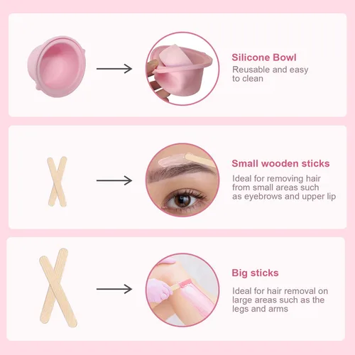Vista 6 de Kit de cera para mujeres, kit de cera para depilación, olla de cera de 9