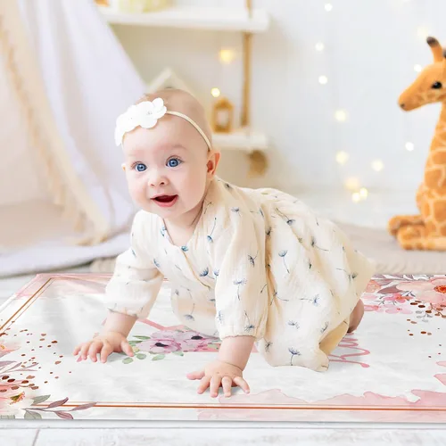 Vista 2 de Manta de bebé personalizada con nombre, manta personalizada con nombre floral para niñas pequeñas, mantas de franela suave, regalo conmemorativo