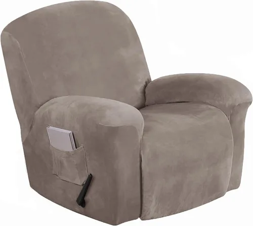 Vista 11 de Aedlcal Fundas para sofá reclinable, 10 piezas, fundas de sofá reclinable de felpa de terciopelo con consola central, con bolsillo lateral