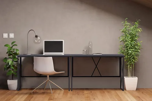 Vista 12 de Leick Home 70002-BLKNK X - Escritorio plegable para computadora, diseño moderno de espiga gris/negro mate