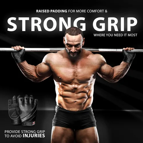Vista 4 de DXM SPORTS Guantes de entrenamiento para hombres, guantes de levantamiento de pesas de gimnasio con soporte para muñeca, transpirables, guantes