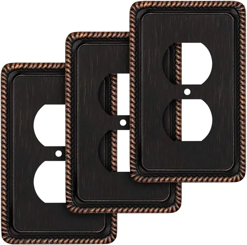 Vista 66 de Henne Bery Rope Edge - Placa decorativa de pared para interruptor (placa lisa, 2 unidades, bronce antiguo)