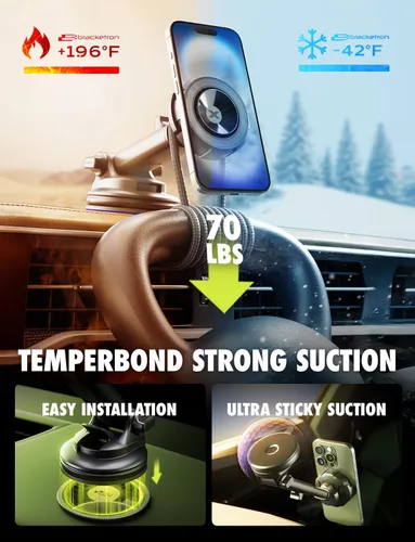 Vista 7 de Bracketron MagAlign Max MagSafe - Soporte para parabrisas de tablero de automóvil Strong MagSafe magnetic phone holder with vacuum suction base