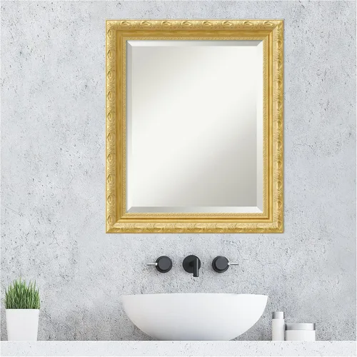 Vista 6 de Amanti Art 24x20 Bathroom Vanity Mirror, Versailles Gold Wood Frame, Rectangular Wall Mirror, Beveled Edge, Hangs Horizontally or Vertically